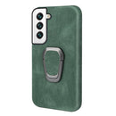 Ring Holder PU Phone Case For Samsung Galaxy S22 5G(Dark green)