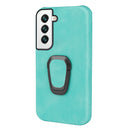 Ring Holder PU Phone Case For Samsung Galaxy S22 5G(Mint Green)