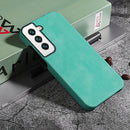 Ring Holder PU Phone Case For Samsung Galaxy S22 5G(Mint Green)