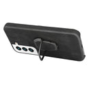 Ring Holder PU Phone Case For Samsung Galaxy S22 5G(Mint Green)