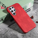 Ring Holder PU Phone Case For Samsung Galaxy S22 Ultra 5G(Red)
