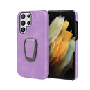Ring Holder PU Phone Case For Samsung Galaxy S22 Ultra 5G(Purple)