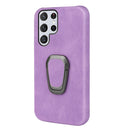 Ring Holder PU Phone Case For Samsung Galaxy S22 Ultra 5G(Purple)