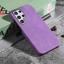 Ring Holder PU Phone Case For Samsung Galaxy S22 Ultra 5G(Purple)