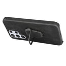 Ring Holder PU Phone Case For Samsung Galaxy S22 Ultra 5G(Red)