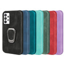 Ring Holder PU Phone Case For Samsung Galaxy A32 5G / M32 5G(Dark Green)