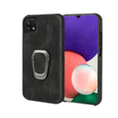 Ring Holder PU Phone Case For Samsung Galaxy A22 5G / F42 5G(Black)