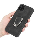Ring Holder PU Phone Case For Samsung Galaxy A22 5G / F42 5G(Black)