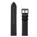 For Huawei Watch GT3 46mm / Watch GT Runner First Layer Leather Sewing Thread Watch Band (Black)