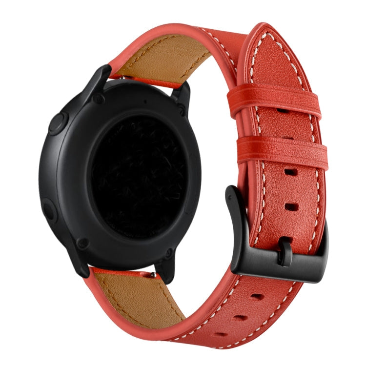 For Huawei Watch GT3 42mm / Watch GT2 42mm First Layer Leather Sewing Thread Watch Band (Red)