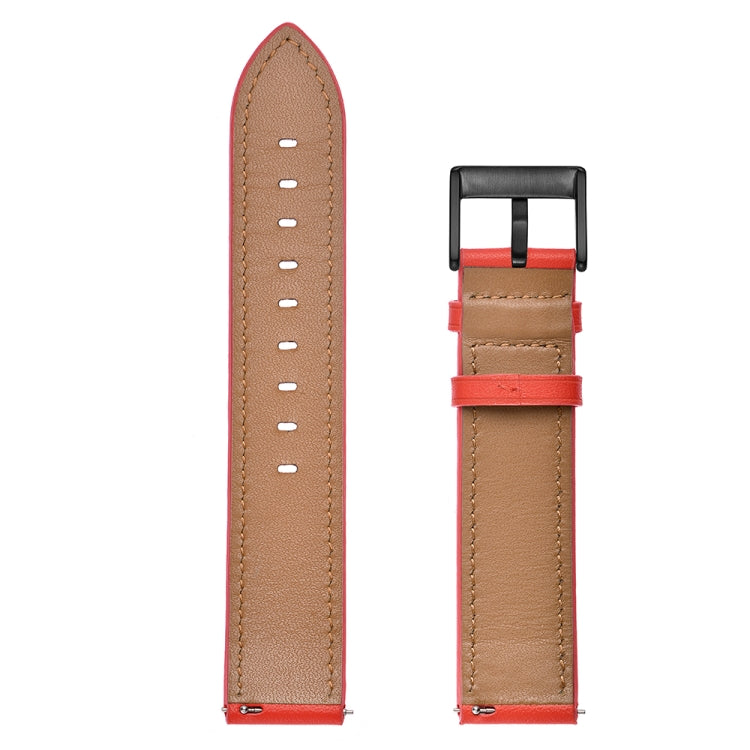 For Huawei Watch GT3 42mm / Watch GT2 42mm First Layer Leather Sewing Thread Watch Band (Red)