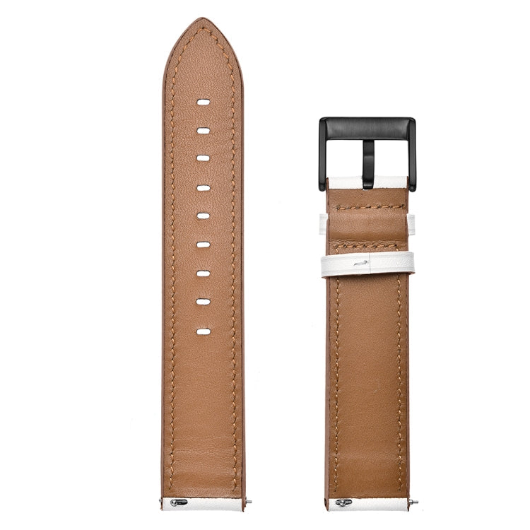 For Huawei Watch GT3 42mm / Watch GT2 42mm First Layer Leather Sewing Thread Watch Band (White)