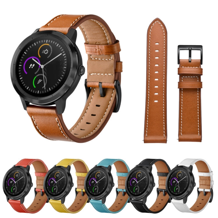 For Huawei Watch GT3 42mm / Watch GT2 42mm First Layer Leather Sewing Thread Watch Band (Brown)