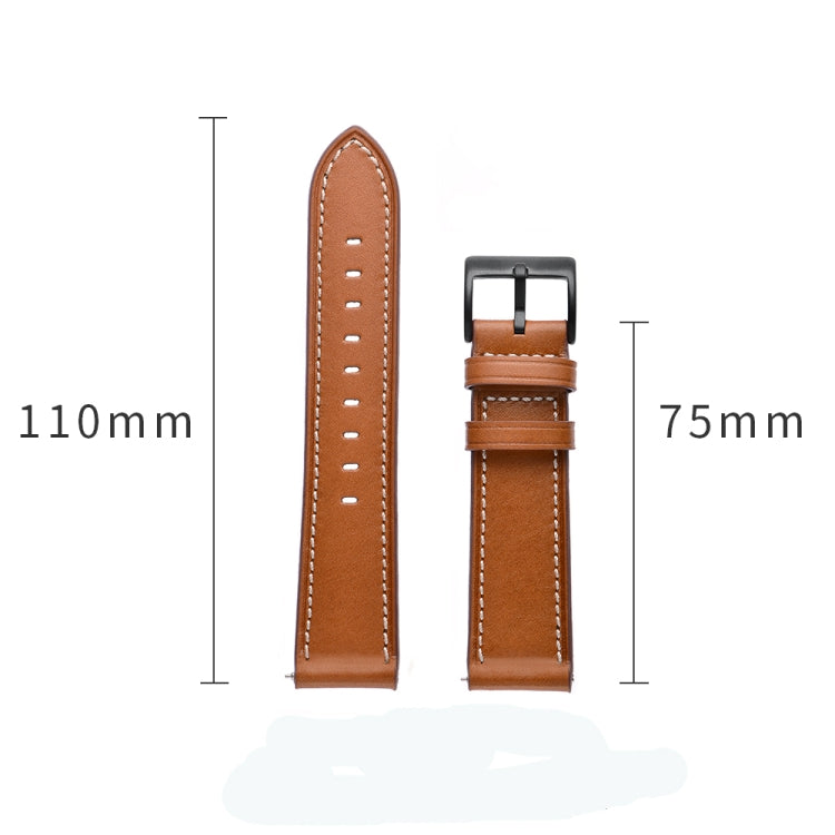 For Huawei Watch GT3 42mm / Watch GT2 42mm First Layer Leather Sewing Thread Watch Band (Black)