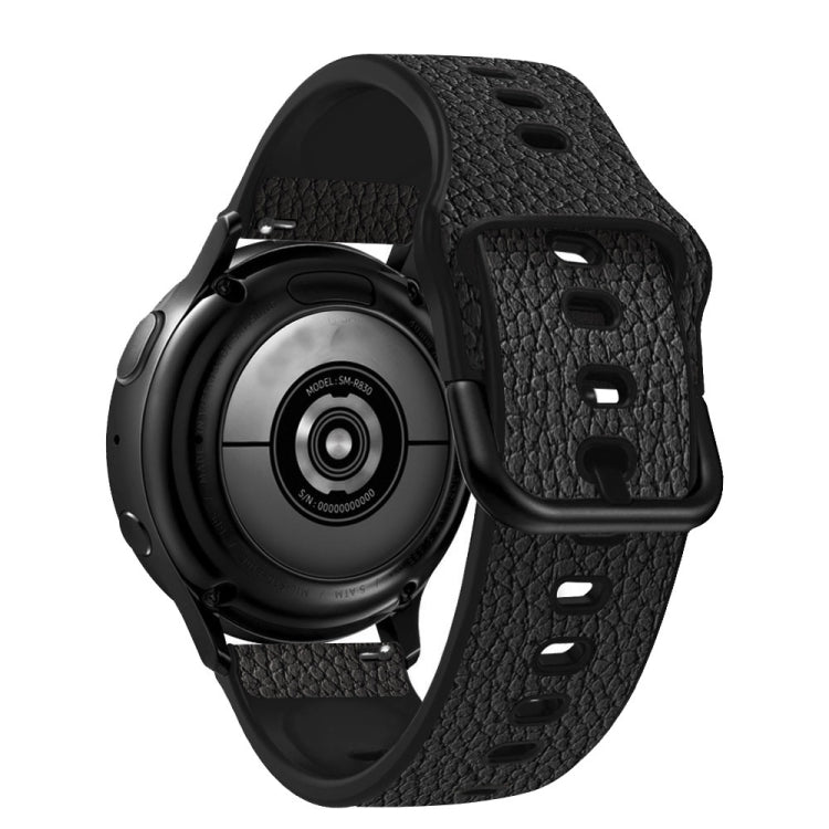 For Huawei Watch GT 3 42mm / Watch GT 2 42mm TPU +Lychee Pattern Leather Watch Band(Black)