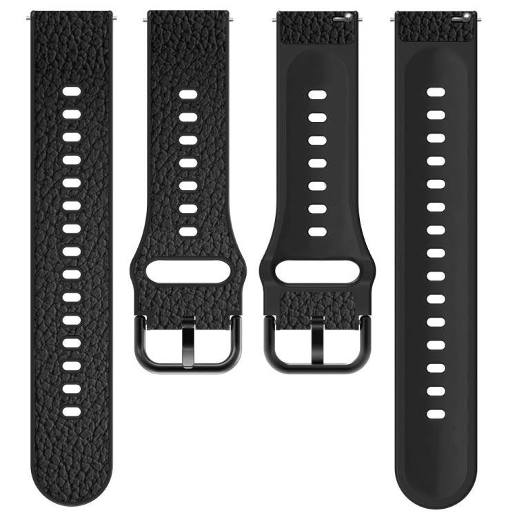 For Huawei Watch GT 3 42mm / Watch GT 2 42mm TPU +Lychee Pattern Leather Watch Band(Black)
