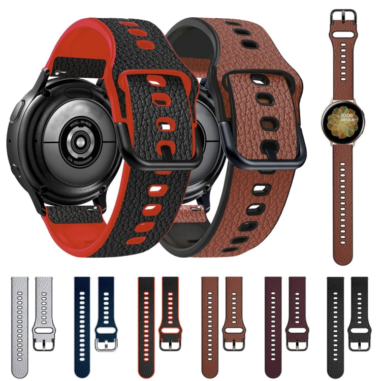 For Huawei Watch GT 3 42mm / Watch GT 2 42mm TPU +Lychee Pattern Leather Watch Band(Black)