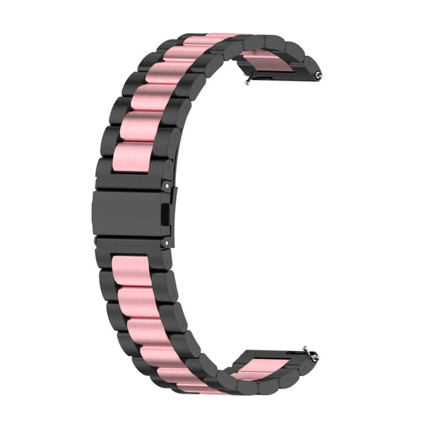 For Huawei Watch GT Runner / Watch GT 3 46mm Three Bead Stainless Steel Watch Band (Black Pink)