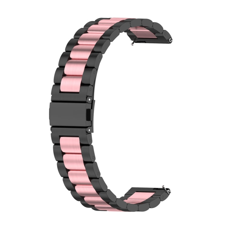 For Huawei Watch GT Runner / Watch GT 3 46mm Three Bead Stainless Steel Watch Band (Black Pink)