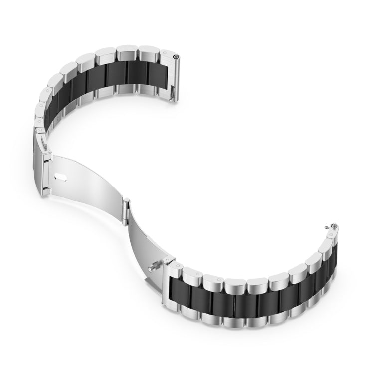 For Huawei watch GT 3 42mm / Watch GT 2 42mm Three Bead Stainless Steel Watch Band (Silver Black)
