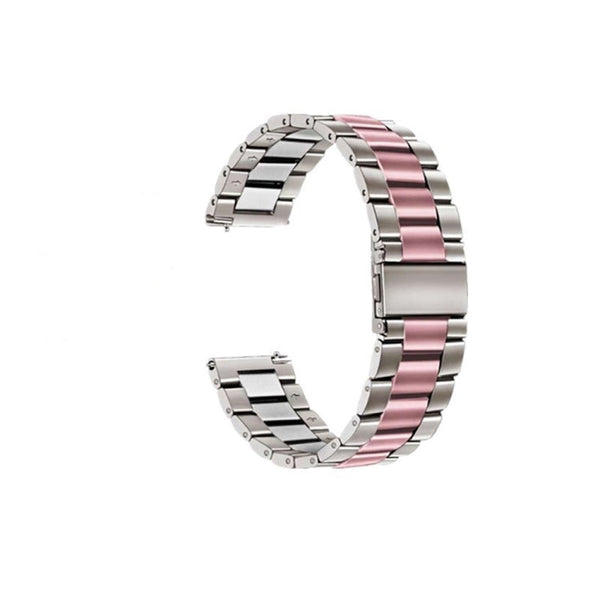 For Huawei watch GT 3 42mm / Watch GT 2 42mm Three Bead Stainless Steel Watch Band (Silver Pink)