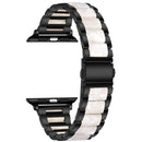 Metal + Resin Watch Band For Apple Watch Series 7 41mm / 6&SE&5&4 40mm / 3&2&1 38mm(Black White)