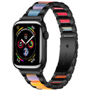 Metal + Resin Watch Band For Apple Watch Series 7 41mm / 6&SE&5&4 40mm / 3&2&1 38mm(Black Color)