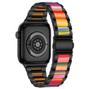 Metal + Resin Watch Band For Apple Watch Series 7 41mm / 6&SE&5&4 40mm / 3&2&1 38mm(Black Color)