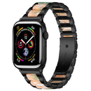 Metal + Resin Watch Band For Apple Watch Series 7 41mm / 6&SE&5&4 40mm / 3&2&1 38mm(Black Pink)