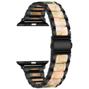 Metal + Resin Watch Band For Apple Watch Series 7 41mm / 6&SE&5&4 40mm / 3&2&1 38mm(Black Pink)