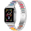 Metal + Resin Watch Band For Apple Watch Series 7 41mm / 6&SE&5&4 40mm / 3&2&1 38mm(Silver Color)