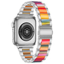 Metal + Resin Watch Band For Apple Watch Series 7 41mm / 6&SE&5&4 40mm / 3&2&1 38mm(Silver Color)