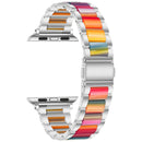 Metal + Resin Watch Band For Apple Watch Series 7 41mm / 6&SE&5&4 40mm / 3&2&1 38mm(Silver Color)