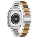 Metal + Resin Watch Band For Apple Watch Series 7 41mm / 6&SE&5&4 40mm / 3&2&1 38mm(Silver Brown)
