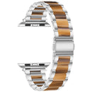 Metal + Resin Watch Band For Apple Watch Series 7 41mm / 6&SE&5&4 40mm / 3&2&1 38mm(Silver Brown)