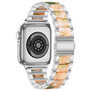 Metal + Resin Watch Band For Apple Watch Series 7 41mm / 6&SE&5&4 40mm / 3&2&1 38mm(Silver Pink)