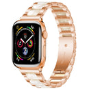 Metal + Resin Watch Band For Apple Watch Series 7 41mm / 6&SE&5&4 40mm / 3&2&1 38mm(Rose Gold White)