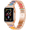 Metal + Resin Watch Band For Apple Watch Series 7 41mm / 6&SE&5&4 40mm / 3&2&1 38mm(Rose Gold Color)