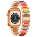 Metal + Resin Watch Band For Apple Watch Series 7 41mm / 6&SE&5&4 40mm / 3&2&1 38mm(Rose Gold Color)