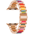 Metal + Resin Watch Band For Apple Watch Series 7 41mm / 6&SE&5&4 40mm / 3&2&1 38mm(Rose Gold Color)