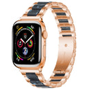 Metal + Resin Watch Band For Apple Watch Series 7 41mm / 6&SE&5&4 40mm / 3&2&1 38mm(Rose Gold Blue)