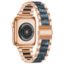 Metal + Resin Watch Band For Apple Watch Series 7 41mm / 6&SE&5&4 40mm / 3&2&1 38mm(Rose Gold Blue)