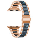 Metal + Resin Watch Band For Apple Watch Series 7 41mm / 6&SE&5&4 40mm / 3&2&1 38mm(Rose Gold Blue)