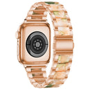 Metal + Resin Watch Band For Apple Watch Series 7 41mm / 6&SE&5&4 40mm / 3&2&1 38mm(Rose Gold Pink)