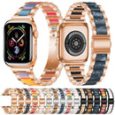Metal + Resin Watch Band For Apple Watch Series 7 41mm / 6&SE&5&4 40mm / 3&2&1 38mm(Rose Gold Brown)
