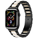 Metal + Resin Watch Band For Apple Watch Series 7 45mm / 6&SE&5&4 44mm / 3&2&1 42mm(Black White)