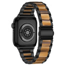Metal + Resin Watch Band For Apple Watch Series 7 45mm / 6&SE&5&4 44mm / 3&2&1 42mm(Black Brown)