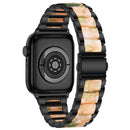 Metal + Resin Watch Band For Apple Watch Series 7 45mm / 6&SE&5&4 44mm / 3&2&1 42mm(Black Pink)