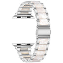 Metal + Resin Watch Band For Apple Watch Series 7 45mm / 6&SE&5&4 44mm / 3&2&1 42mm(Silver White)