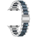 Metal + Resin Watch Band For Apple Watch Series 7 45mm / 6&SE&5&4 44mm / 3&2&1 42mm(Silver Blue)